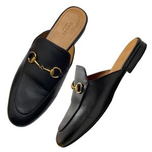 Gucci Princetown Black Leather Loafer Slide Mules